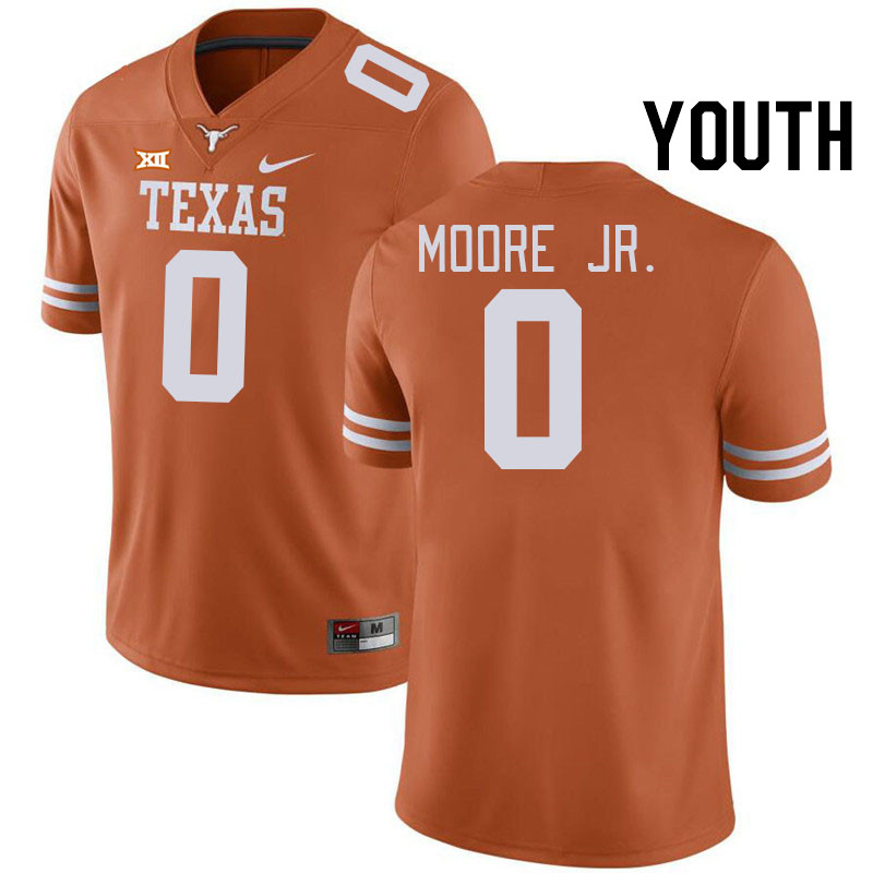 Youth #0 DeAndre Moore Jr. Texas Longhorns College Football Jerseys Stitched-Orange